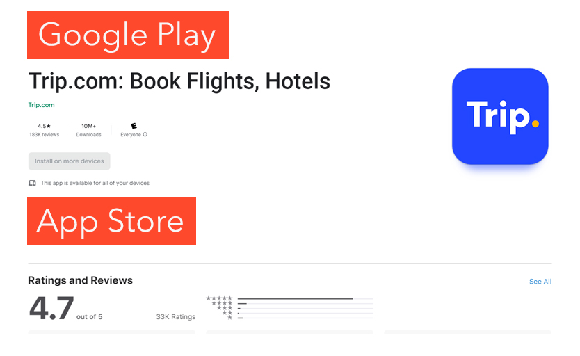 Trip.com App Store Scores